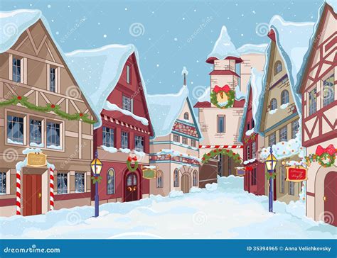 Christmas Town Stock Vector Illustration Of City Door 35394965