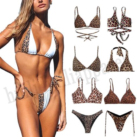 New Trend Triangle String Bikini Quick Dry Swimsuit Tie Side Leopard