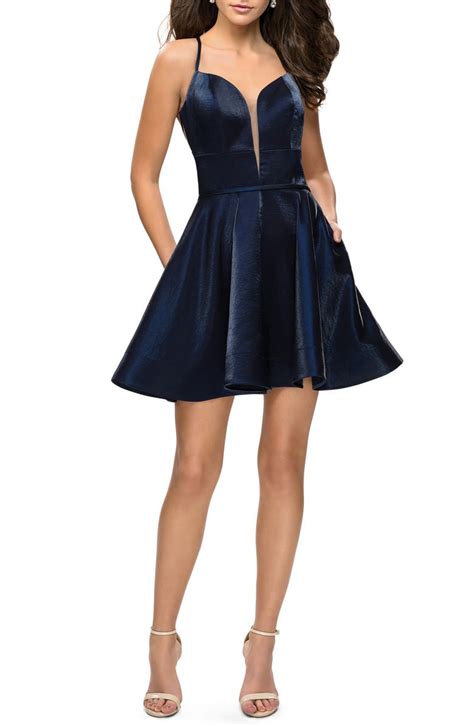 La Femme Satin Fit And Flare Dress Nordstrom