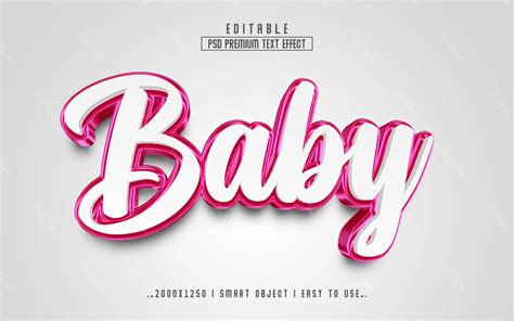 Baby White And Pink Embossed 3d Text Effect Free Photoshop Psd File