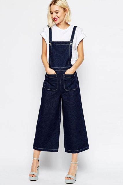 ASOS Denim Overall With Wide Leg And Contrast Stitching