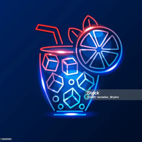 Tanda Neon Koktail Papan Nama Yang Cerah Spanduk Ringan Ilustrasi Stok