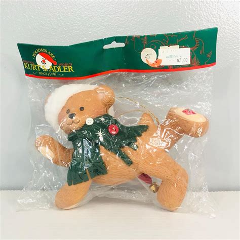 Kurt Adler Christmas Ornament Teddy Bear Wearing Depop