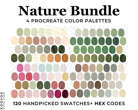 Bundle Color Palette Procreate, Procreate Swatches, 120 Hex Codes ...