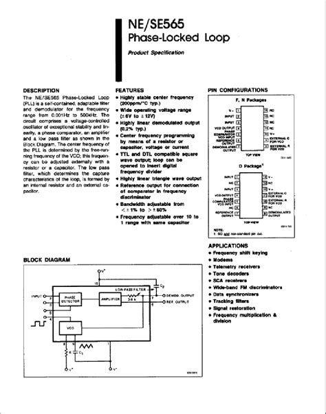 Ne565 Ne565 Pdf中文资料 Ne565引脚图 Ne565电路 Datasheet 电子工程世界