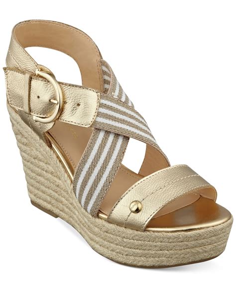 Lyst Tommy Hilfiger Women S Ignacia Platform Wedge Sandals In Metallic