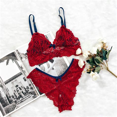 Conjunto Lingerie Calcinha e Sutiã Sexy De Renda Bicolor Gigi Shopee