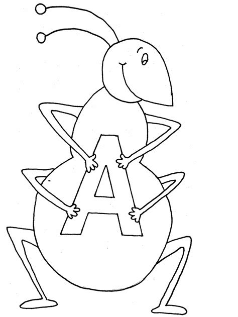 A Ant Alphabet Coloring Pages Letter A