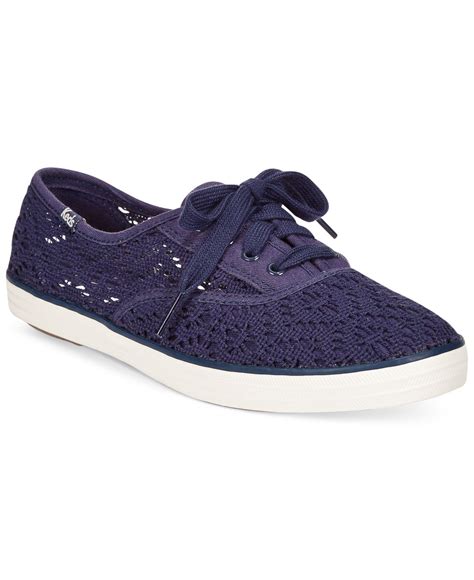 Lyst Keds Womens Champion Crochet Sneakers In Blue