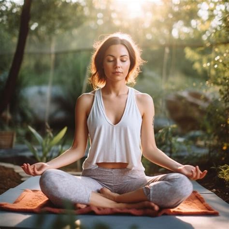 Premium AI Image Woman Doing Yoga In The Garden