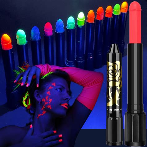 UV Blacklight Glow Face Paint Kit - 12 Neon Colors for Kids Halloween ...