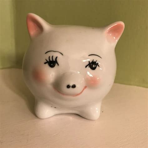 Ceramic White 3 Height Small Adorable Piggy Bank Ebay