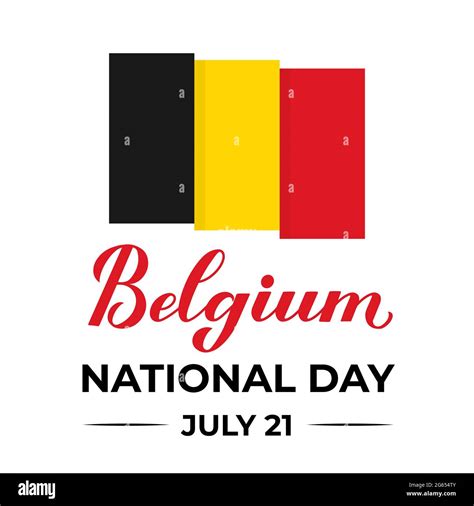 Belgien Nationalfeiertag Schriftzug Mit Belgischer Flagge Belgien