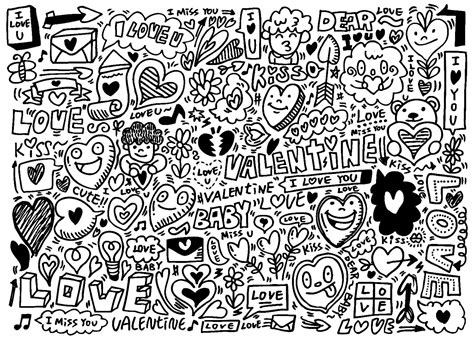 Doodle love valentine s day - Doodle Art / Doodling Adult Coloring Pages