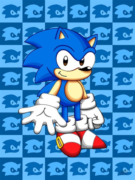 Classic Sonic Art (with Background) by SN9DA on DeviantArt