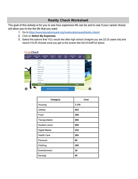 Randol Gutierrez Carcamo Intro 3 Reality Check Worksheet Reality Check Worksheet The Goal