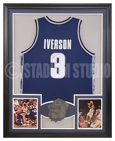 Allen Iverson Autographed Framed Georgetown Navy Jersey - The Stadium ...