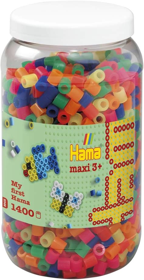 Hama Perlen 8542 Bügelperlen Dose mit ca 1 400 bunten Maxi