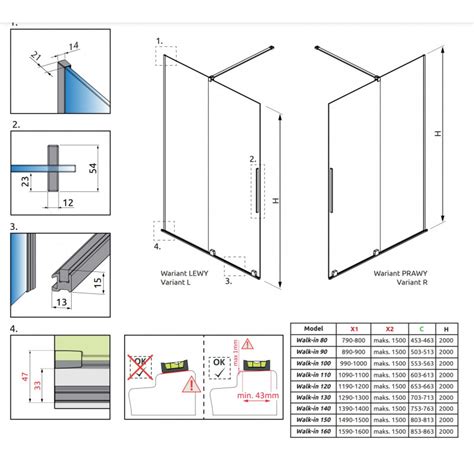 Radaway Furo Black Walk in stumdoma dušo pertvara 100 160cm