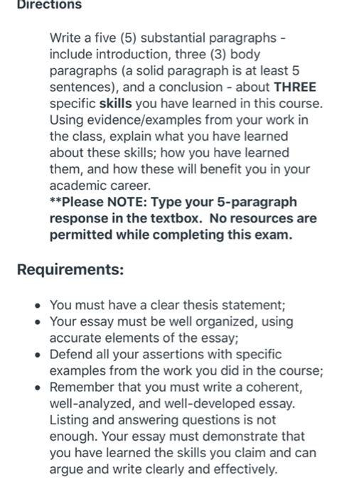 Solved Directions Write A Five 5 Substantial Paragraphs Chegg