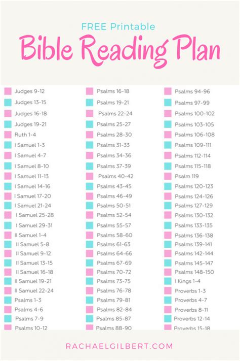 One Year Bible Reading Plan Printable 2024