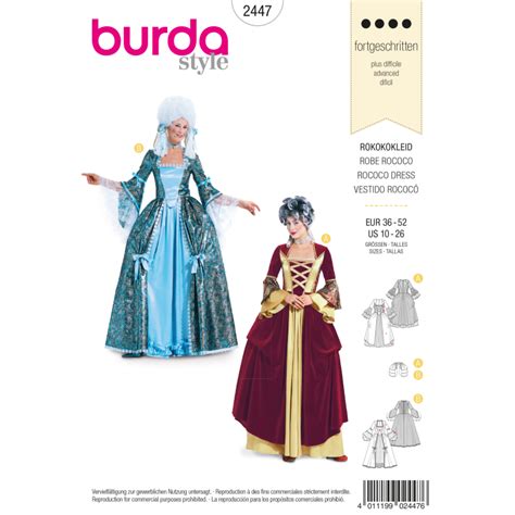 Patron Burda Carnaval D Guisement Historique Robe Rococo Femme