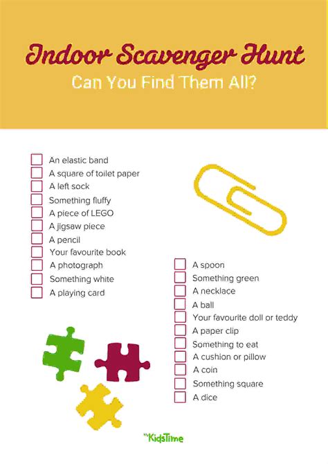 Printable Indoor Scavenger Hunt