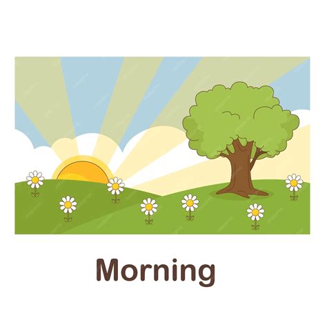 Premium Vector Vocabulary Flash Card For Kids Morning To With