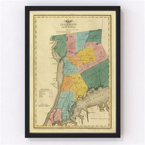 Vintage Map Of Westchester County New York 1829 By Ted S Vintage Art