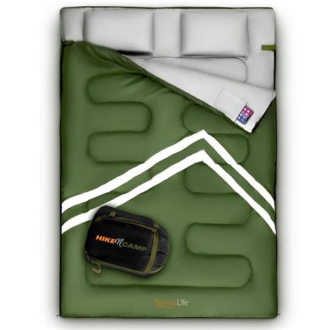 Serenelife Slsbx9 Double Sleeping Bag With Two Pillows Lightweight