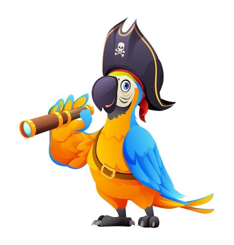 Perroquet Pirate Mignon Avec Illustration De Dessin Anim De Spyglass