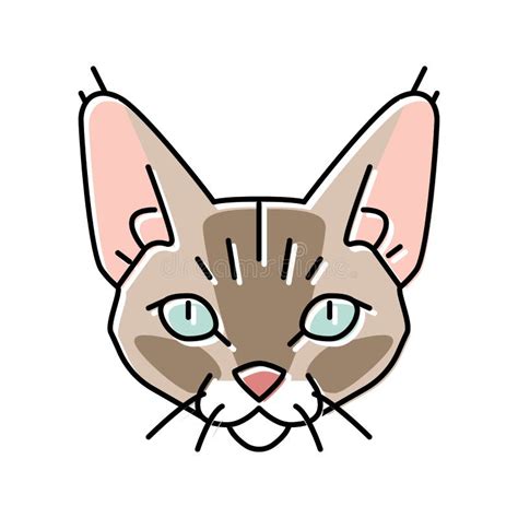 Devon Rex Cat Cute Pet Color Icon Vector Illustration Stock Vector