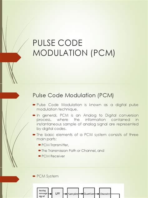 4 Pulse Code Modulation Pcm Pdf Sampling Signal Processing Modulation