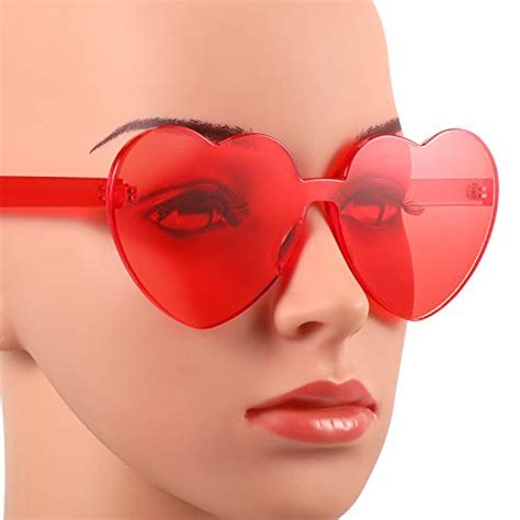 Maxdot Heart Shape Sunglasses Rimless Transparent Heart Glasses Party