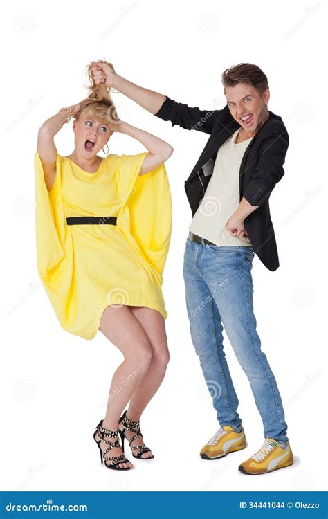 Strong Man And Weak Woman Stock Photo Image Of Frustration