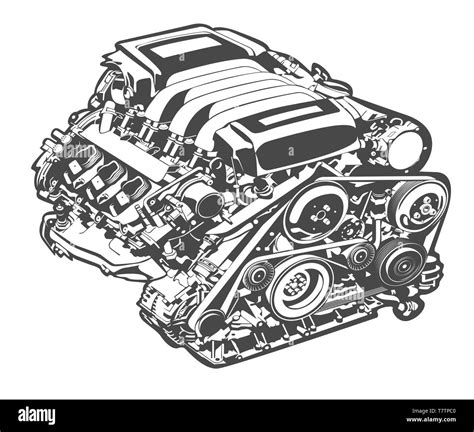 Vector High Detailed Illustration Of Car Engine Stock Vector Image