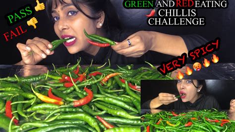 Eating Chillies Challenge Very Spicy Chilli Asmr Green And Red