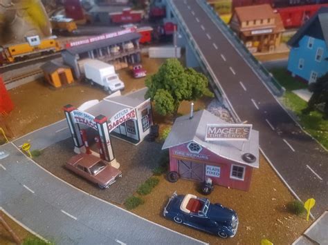 Gas Station At Shady Grove Laser Cut Wood Kit HO Scale Model