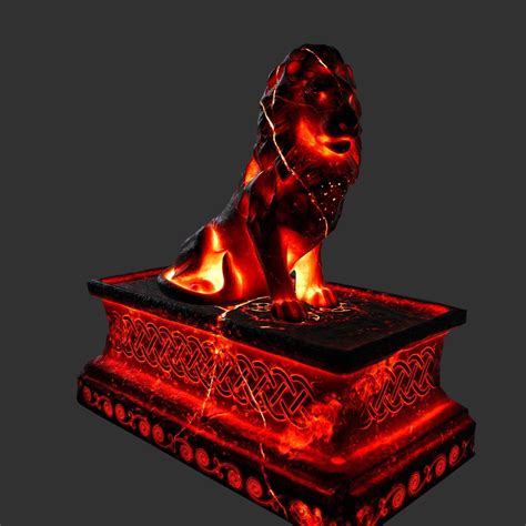 3d Model Lava Lion Statue Vr Ar Low Poly Cgtrader