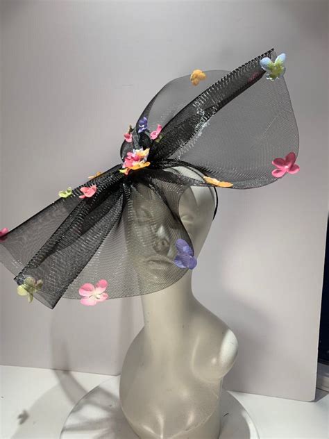 Black Fascinator Wedding Flower Headpiece Derby Tea Party Etsy