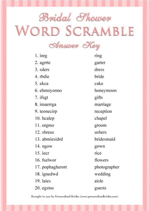 13 Free Bridal Word Scramble Game For You Free Bridal Shower Games Bridal Shower Games