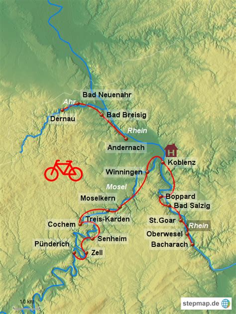 StepMap Mosel Rhein und Ahrtal Landkarte für Deutschland