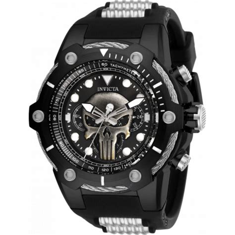 Invicta Marvel Punisher Chronograph Quartz Black Dial Men S Watch 26923