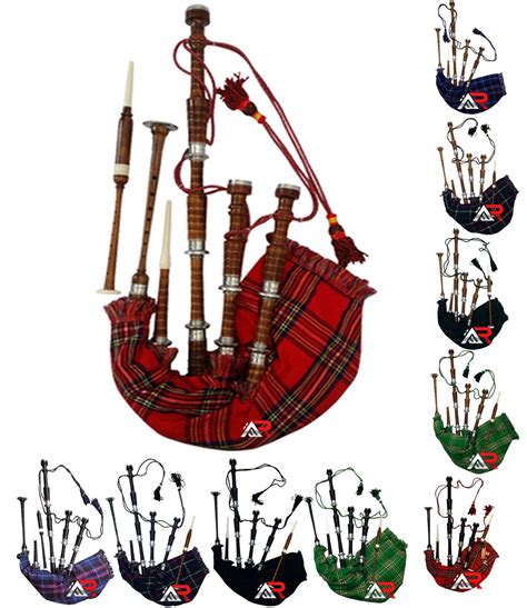 Scottish Great Highland Sheesham Wood Bagpipe Full Silver Mounts With