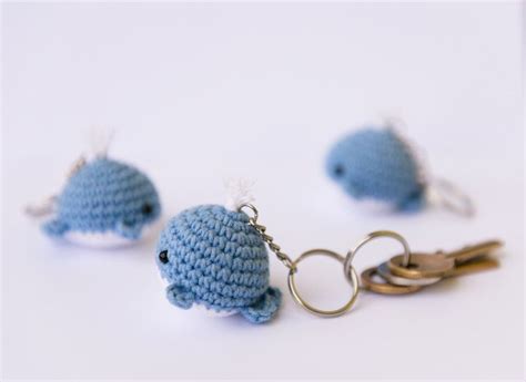 Blue Whale Keychain Crochet Amigurumi Whale With Keyring Cute Key