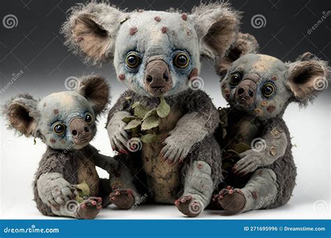 Zombie Koala Teddy Bears Created With Generative Ai Technology Stock