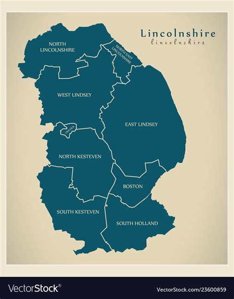 Modern Map Lincolnshire County With Detailed Vector Image