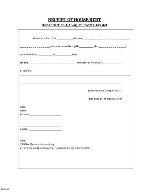Rent Receipt Format: Download Printable PDF With Revenue Stamp