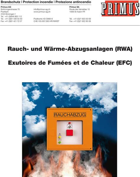 Rauch und Wärme Abzugsanlagen RWA Exutoires de Fumées et de Chaleur