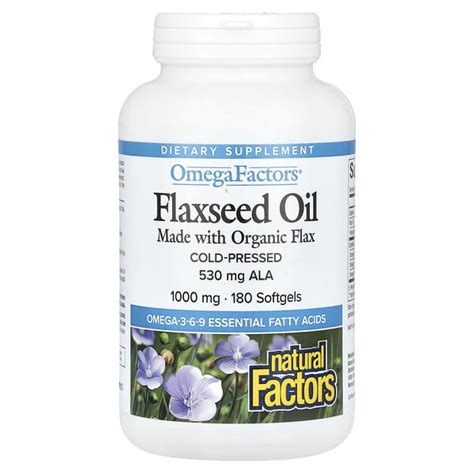 Natural Factors Omegafactors Flaxseed Oil 1 000 Mg 180 Softgels